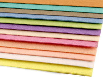 Látková dekorativní plsť / filc 20x30 cm - 12 ks - 5 mix pastelový