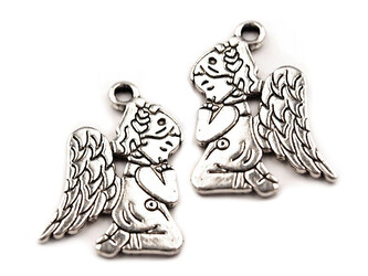 Přívěsek anděl 17x20 mm - 20 ks - platina s patinou