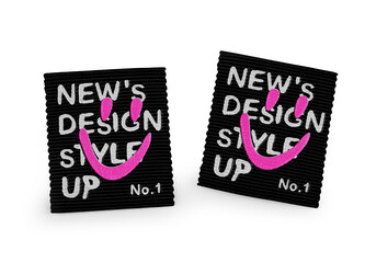 Nášivka / štítek smajlík - 10 ks - 4 černá