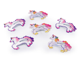 Sponka do vlasů pukačka jednorožec - 6 ks - mix