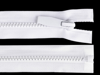 Kostěný zip No 5 délka 70 cm kulaté zoubky - 1 ks - 101 bílá