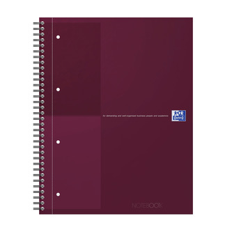 Blok spirálový Oxford International Notebook A4+/80 listů, linkovaný, červený