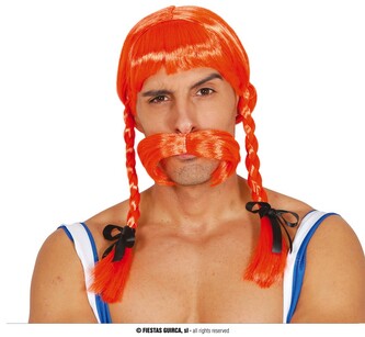 Obelix paruka gaul oranžová s copy