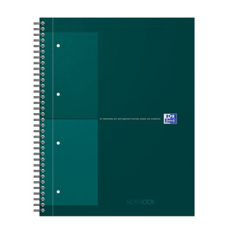 Blok spirálový Oxford International Notebook A4+/80 listů, čtverečkovaný, zelený