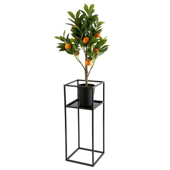 Stojan na květiny s policí 60 cm černý