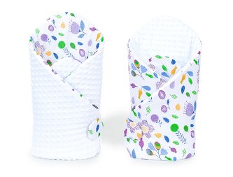 Oboustranná zavinovačka Minky Baby - Louka fialová/bílá - 1ks Oboustranná zavinovačka Minky Baby - Louka fialová/bílá - 1ks