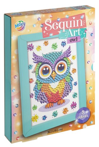 Flitrový obrázek, 26 x 19 cm - sova