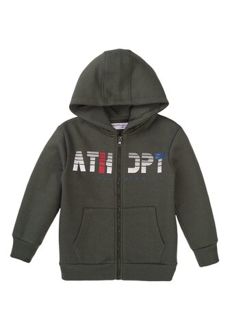 Mikina chlapecká s kapucí, Minoti, 7BZTHRU 6, khaki - 92/98