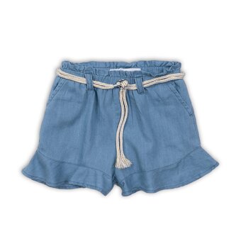 Kraťasy dívčí s volánky, Minoti, Lemdrop 6, modrá - 116/122