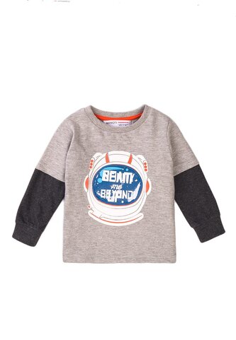 Tričko chlapecké s dlouhým rukávem, Minoti, Beam 3, šedá - 86/92