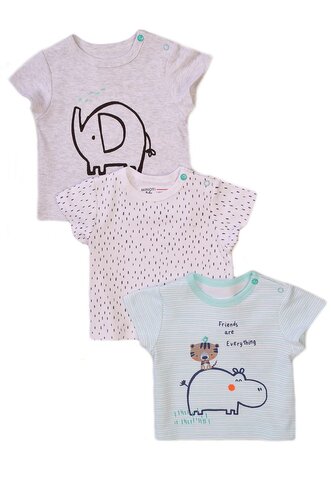 Tričko kojenecké s krátkým rukávem 3pack, Minoti, Koala 3, bílá - 56/62