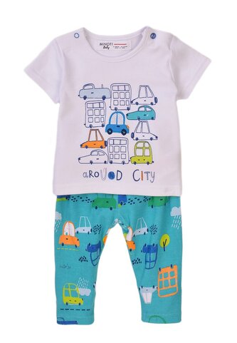 Kojenecký set - tričko a tepláky, Minoti, Transport 1, modrá - 56/62