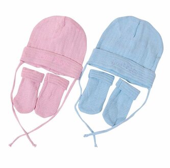 Čepice kojenecká a rukavice, Pidilidi, PD610, růžová - 80