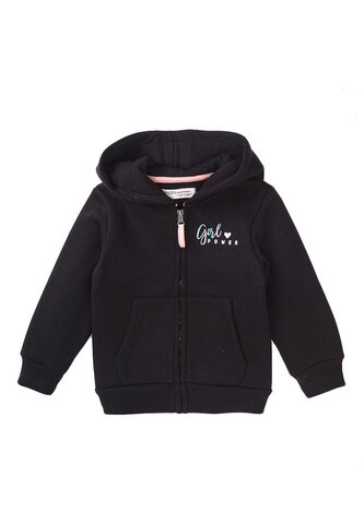 Mikina dívčí s kapucí, Minoti, 8GZTHRU 1, černá - 80/86