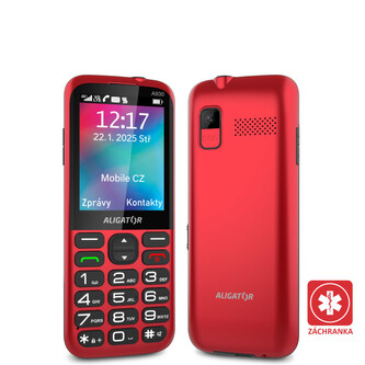 ALIGATOR A930 GPS 4G Senior červený s aplikací Záchranka + nabíjecí stojánek