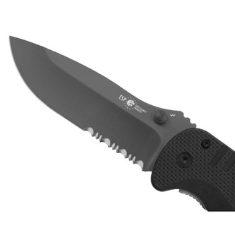 Zavírací záchranářský nůž, ESP, Černý, Kombinované ostří