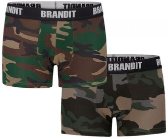 Pánské boxerky Brandit s logem, woodland-darkcamo, 2 kusy, XL