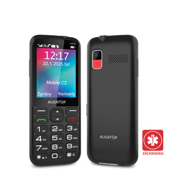 ALIGATOR A930 GPS 4G Senior černý s aplikací Záchranka + nabíjecí stojánek