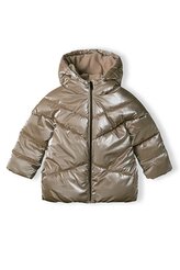 Kabát dívčí prošívaný Puffa s chlupatou podšívkou, Minoti, 16coat 20, hnědá - 92/98