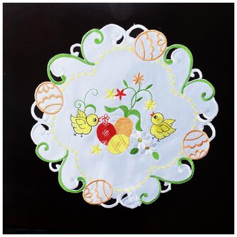 Velikonoční vyšívaný dekorační ozdobný ubrousek EASTER II. O  30 cm Mybesthome
