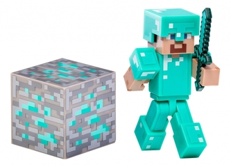 Figurka Minecraft Diamantový Steve s příslušenstvím 7cm