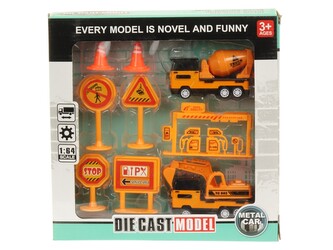 Sada aut, kovová vozidla, značky; 24x24x4,5cm,