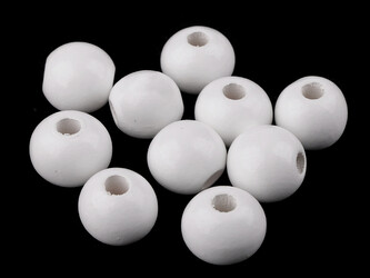 Dřevěné korálky Ø25 mm - 10 ks - 1 bílá