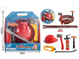 Hasičský set s helmou a opaskem, 7 prvků; 31,5x28cm,,