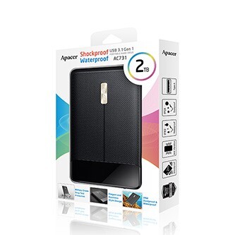 Apacer externí pevný disk, AC731, 2.5", USB 3.0 (3.2 Gen 1), 2TB, AP2TBAC731B-1, černý, otřesuvzdorný, odolný proti prachu a vodě