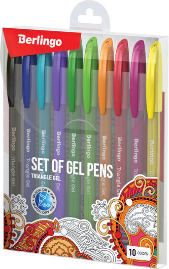 Berlingo, sada rollerů gelových, color, 10ks, 0.5mm, Triangle gel