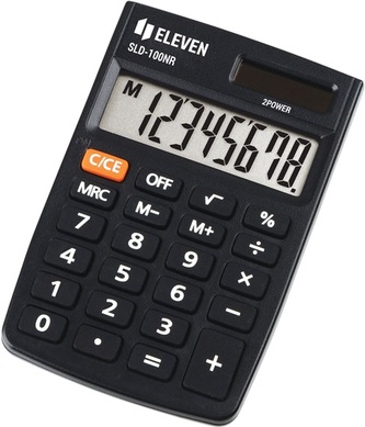 Eleven Kalkulačka SLD100NR, černá, kapesní, osmimístná