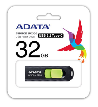 ADATA Flash Disk 32GB UC300, USB-C 3.2, černo-zelená