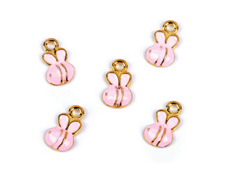 Přívěsek mini zvířátka - 5 ks - 8 (79944) růžová sv. včelka