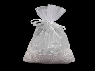 Dárkový pytlík kombinovaný 13x18 cm imitace juty - 10 ks - 1 bílá