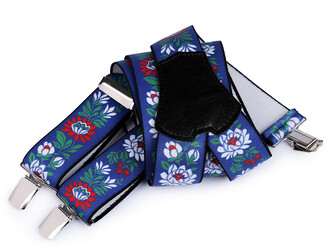 Šle folklor šíře 4 cm délka 120 cm - 1 ks - 2 modrá