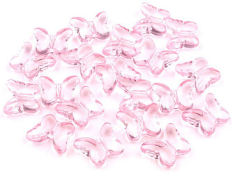 Plastové korálky motýl 15x18 mm - 500 ks - 6 růžová dětská
