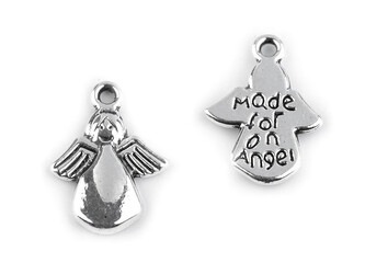 Přívěsek 13x18 mm anděl - 25 ks - platina s patinou