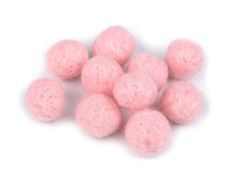 Plstěná kulička / bambulka z vlny Ø15 mm - 10 ks - 3 pudrová