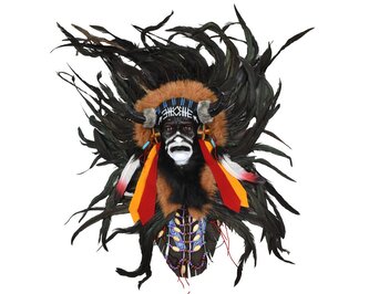 Závěsná dekorace Indiánský náčelník 55 cm - černé peří - var. D