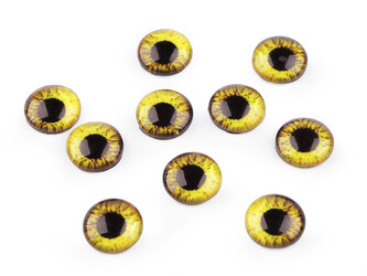 Skleněné oči k nalepení Ø10 a 12 mm - 10 ks - 6 (12 mm) žlutá