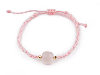 Náramek shamballa se skleněným korálkem - 1 ks - 2 růžová nejsv.