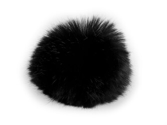 Kožešinová bambule s poutkem Ø12 a 14 cm - 6 ks - 7 (Ø12 cm) černá