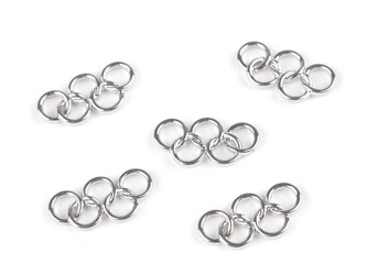 Kovová ozdoba olympijské kruhy 12x24 mm - 5 ks - platina Kovová ozdoba olympijské kruhy 12x24 mm - 5 ks - platina
