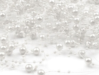 Perly na silonu Ø7 mm délka 130 cm - 12 ks - 1 bílá