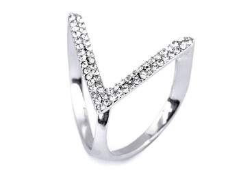 Spona / průvlek na šátek s broušenými kamínky - 1 ks - crystal platina