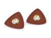 Průchodka s koženkovým trojúhelníkem k našití, průvlek 8 mm - 20 ks - 2 hnědá koňak