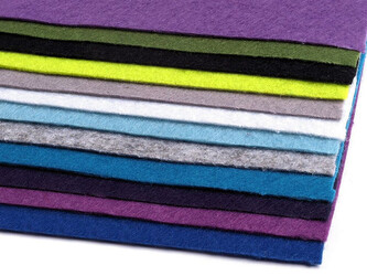 Látková dekorativní plsť / filc 20x30 cm - 12 ks - 2 mix