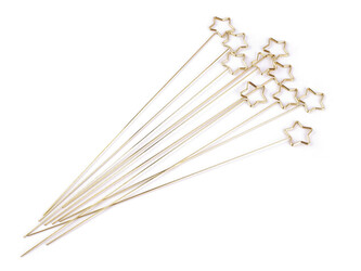 Kovový zápich / držák na foto, přání - hvězda, srdce - 10 ks - 2 zlatá hvězda