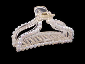 Skřipec do vlasů perlový - 1 ks - transparent