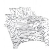 Dadka Povlečení krep Vlny tmavě šedé na bílém 240x200, 2x70x90 cm